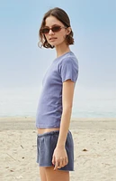 John Galt Blue Loreen Short Sleeve Top