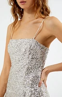 Glamorous Silver Sequin Mini Dress