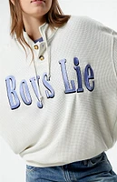 Boys Lie Smitten Waffle Knit Henley Sweatshirt