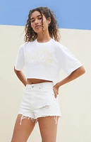 PacSun White Ripped High Waisted Denim Festival Shorts