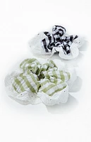 LA Hearts 2 Pack Gingham Ruffle Hair Scrunchies