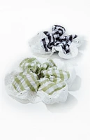 LA Hearts 2 Pack Gingham Ruffle Hair Scrunchies