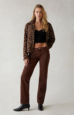 Eco Brown Low Rise Straight Leg Jeans