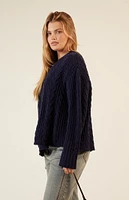 LA Hearts Violet Cable Knit Boxy  Sweater