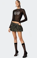 Edikted Rhinestone Sheer Mesh Top