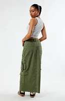 PacSun Olive Cargo Midi Skirt