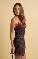 Beverly and Beck Lace Trim Cherry Slip Dress