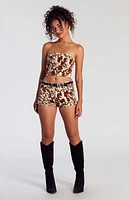 Pacsun Cow Print Denim Micro Shorts