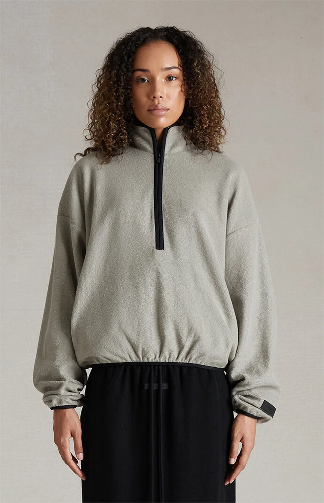 Fear of God Essentials Women's Seal Reverse Fleece Half Zip Mock Neck Sweatshirt