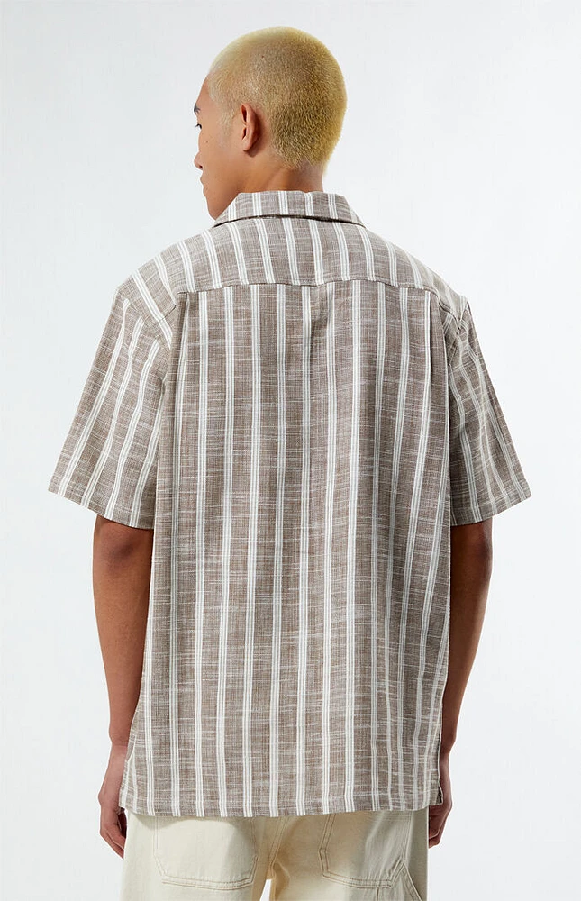 PacSun Brown Woven Stripe Camp Shirt