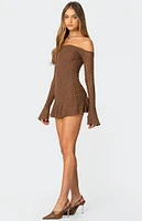 Edikted Mya Off Shoulder Textured Mini Dress