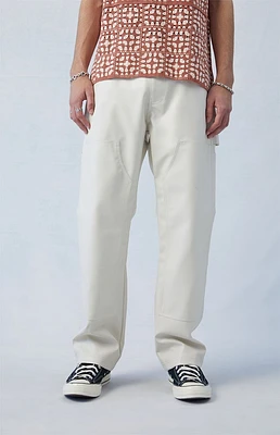 PacSun Cream Carpenter Faux Leather Straight Pants