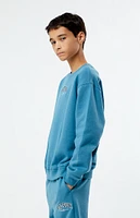 PacSun Kids Blue Embroidered Crew Neck Sweatshirt