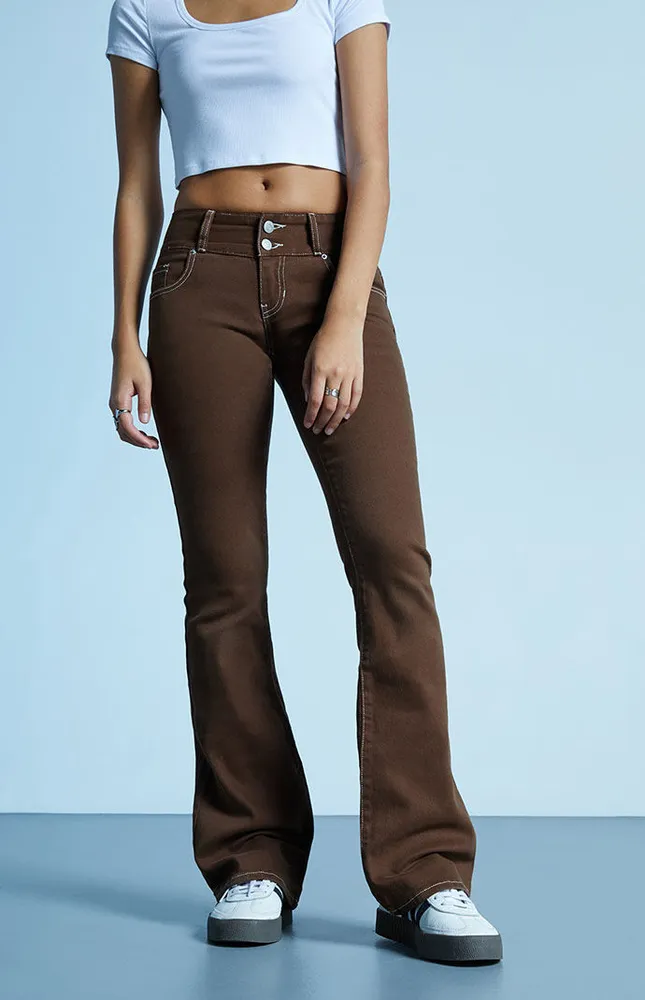Brown Low Rise Bootcut Jeans
