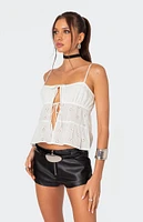 Edikted Chelsea Tie Front Eyelet Tank Top