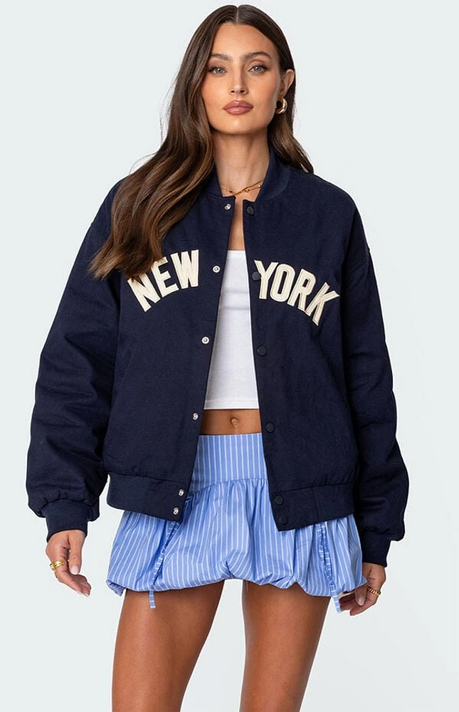 Edikted Big Apple Oversized Bomber Jacket