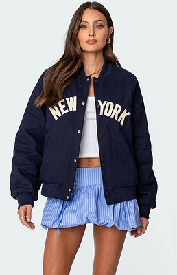 Edikted Big Apple Oversized Bomber Jacket