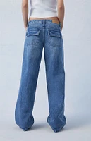 PacSun Eco Dark Indigo Low Rise Baggy Cargo Jeans