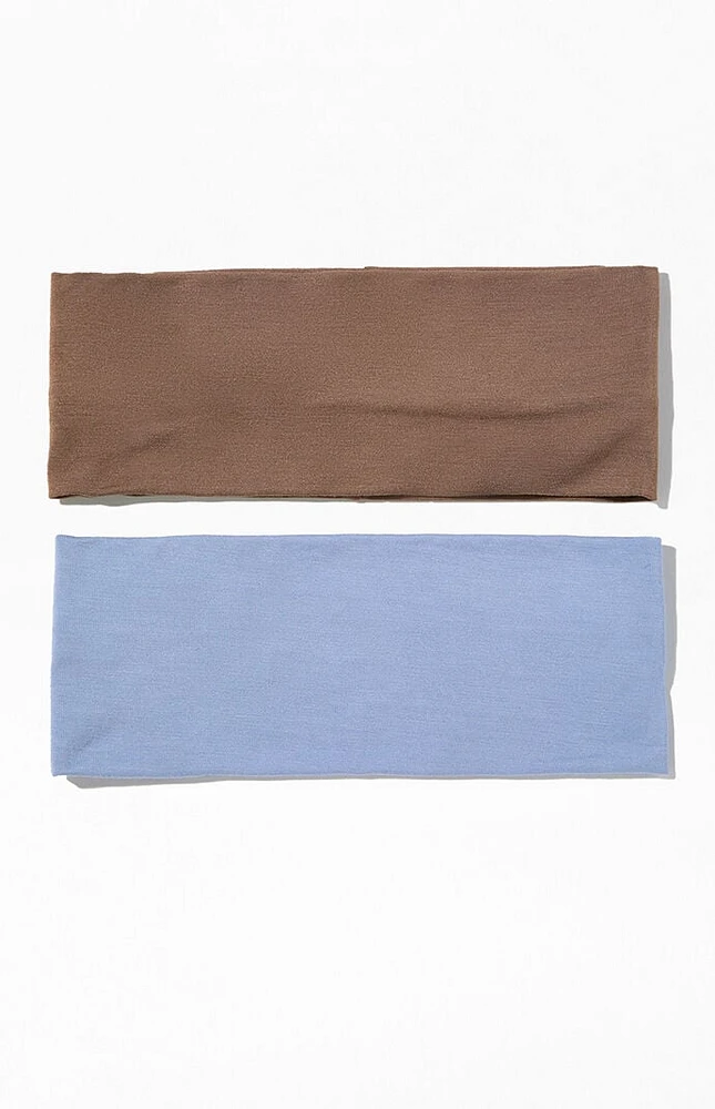 LA Hearts 2 Pack Brown & Blue Soft Basic Headbands