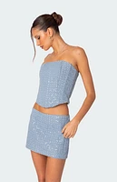 Edikted Icing Sequined Denim Corset