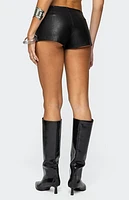 Edikted Grommet Faux Leather Micro Shorts