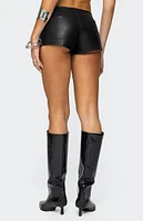 Edikted Grommet Faux Leather Micro Shorts