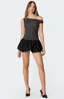 Edikted Polka Dot Asymmetric Bubble Skirt Mini Dress