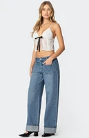 Edikted Madi Cuffed Low Rise Jeans