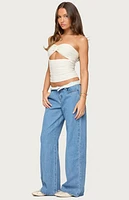 Edikted Textured Knit Strapless Cutout Top