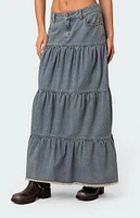 Countryside Tiered Washed Denim Maxi Skirt