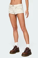 Edikted Hearts Low Rise Micro Denim Shorts