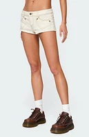 Edikted Hearts Low Rise Micro Denim Shorts