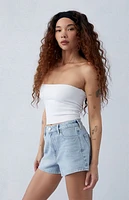 Pacsun Light Indigo Glittery High Waisted Denim Festival Shorts
