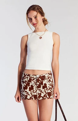 Pacsun Cow Print Low Rise Denim Micro Skirt