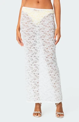 Edikted Oceana Sheer Lace Maxi Skirt