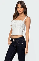 Edikted Dulcie Dotted Cotton Bustier Top