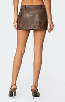 Edikted Scout Washed Faux Leather Skort