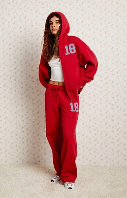 Pacsun Denim Applique Zip Up Hoodie