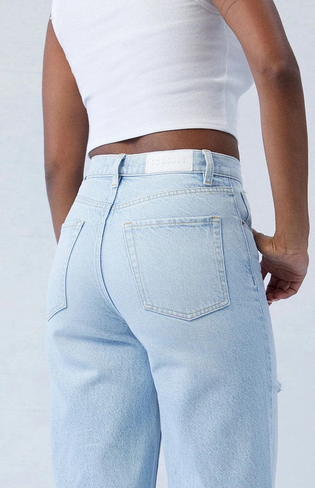 PacSun Eco Light Indigo Ripped Wide Leg Jeans