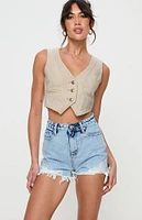 Princess Polly Anne Ripped High Waisted Denim Shorts