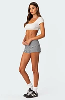 Edikted Striped Fold Over Shorts
