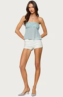 Edikted Beadie Sheer Chiffon Strapless Top