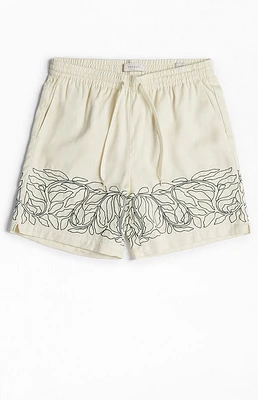 Pacsun Cream Floral Russel Volley Shorts