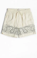 Pacsun Cream Floral Russel Volley Shorts