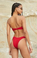 Pacsun Red Scrunch High Cut Bikini Bottom