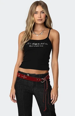 Edikted Fall Love Rhinestone Tank Top