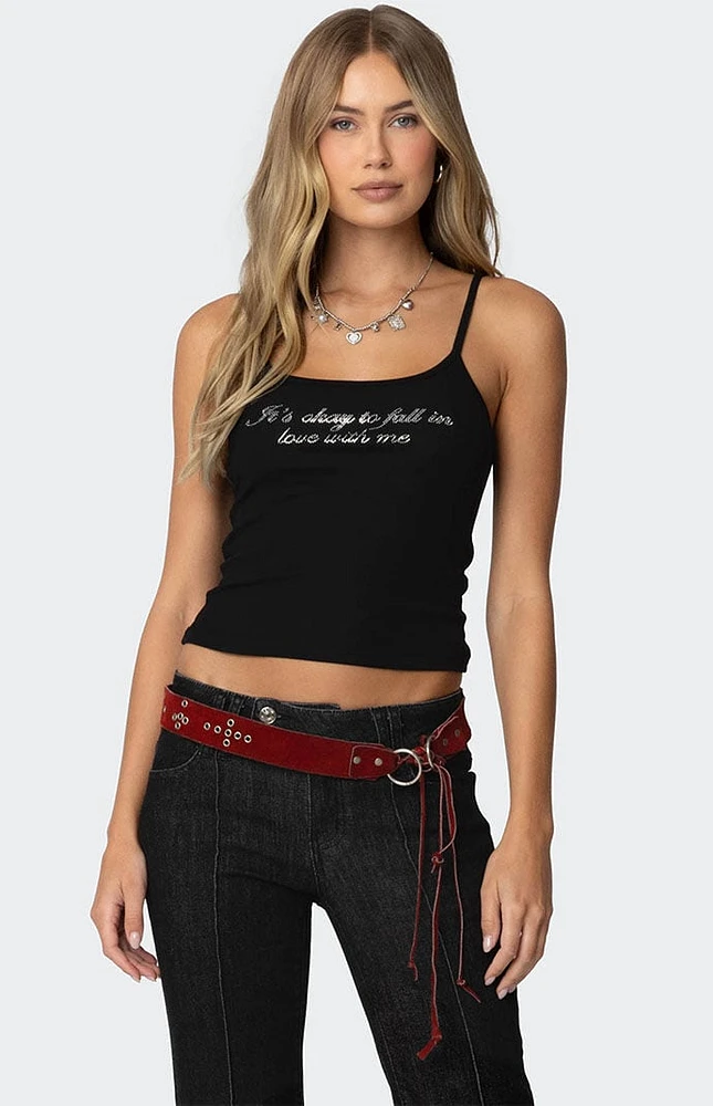 Edikted Fall Love Rhinestone Tank Top