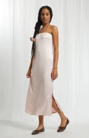 Beverly and Beck Satin Strapless Midi Dress