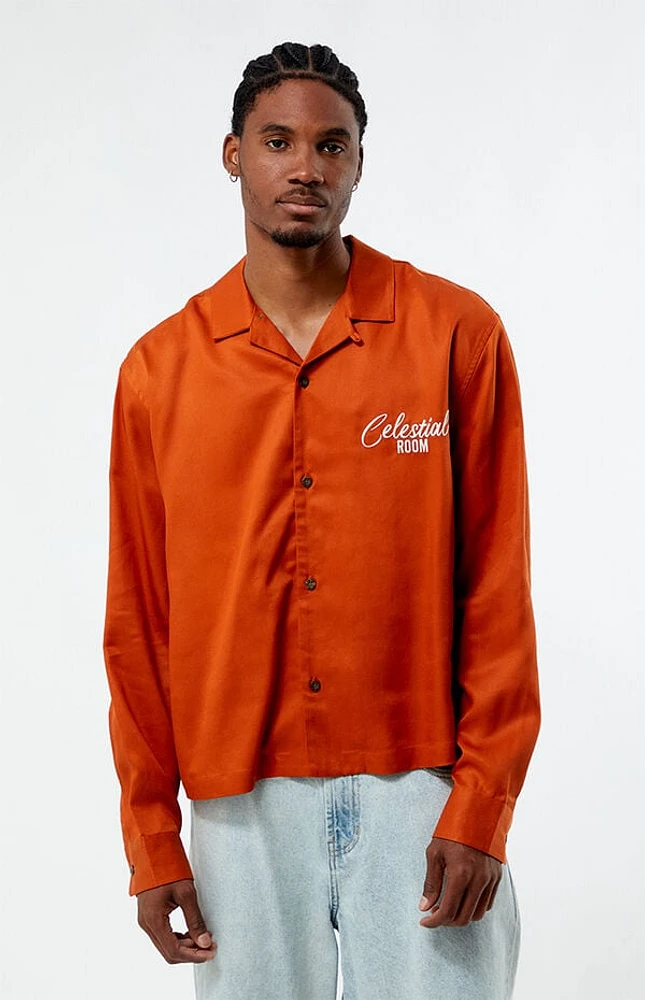 Pacsun Celestial Room Embroidered Cropped Camp Shirt
