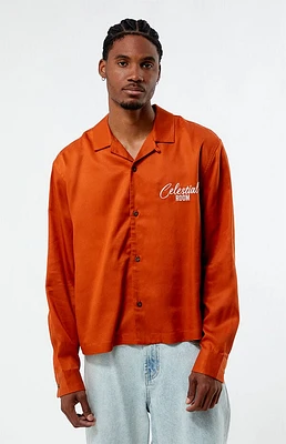 Pacsun Celestial Room Embroidered Cropped Camp Shirt